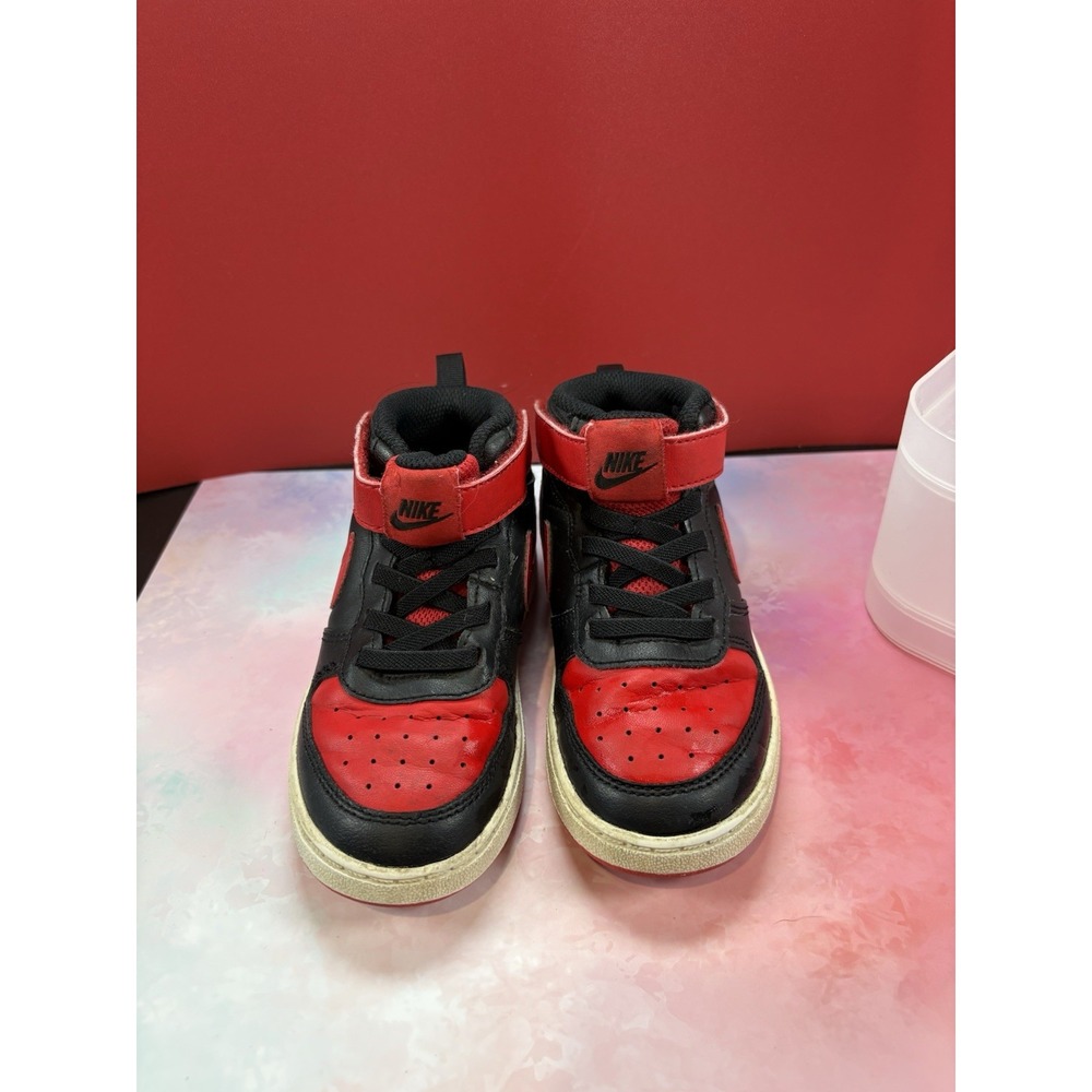 Nike Kids Court Borough Mid Sneakers Black/Red SZ 9c - Picture 3 of 6